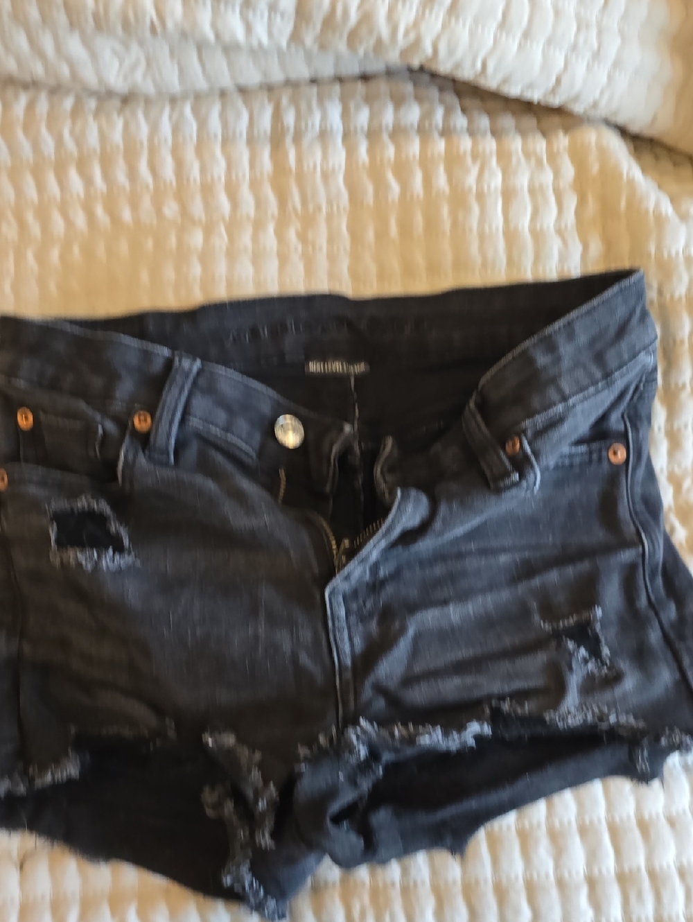American Eagle Outfitters Black Distressed Denim Shorts